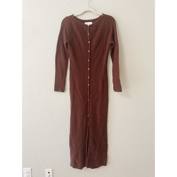 Abercrombie & Fitch Dresses & Skirts - Abercrombie & Fitch Ava Merino Wool-Blend Button Front Ribbed Midi Dress Size S